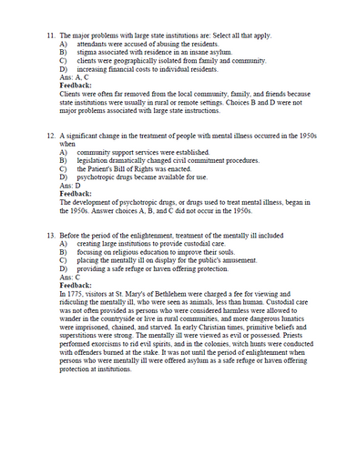 Psychiatric-Mental Health Nursing 10th Edition Videbeck Test Bank