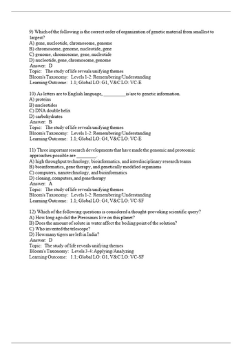 Campbell Biology 12th Edition Test Bank