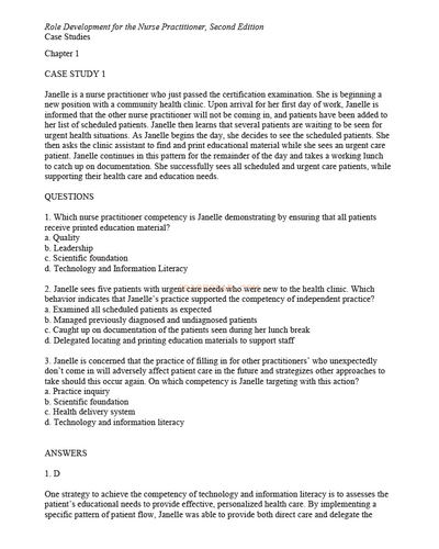 Role Development for the Nurse Practitioner 2nd Edition Test Bank