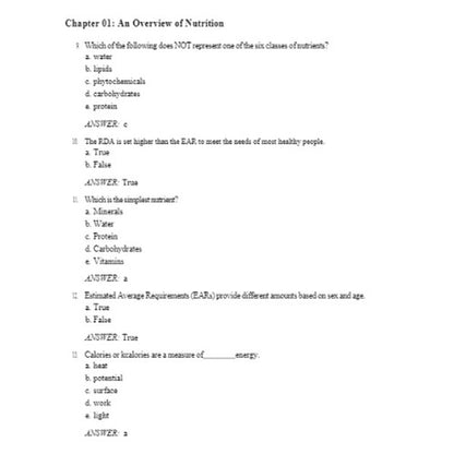 Understanding Nutrition 16th Edition Whitney Test Bank