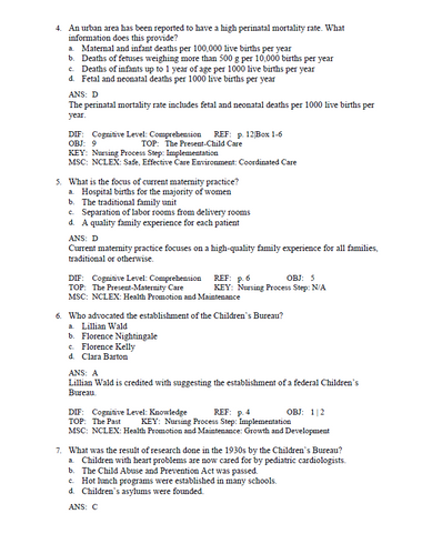Introduction To Maternity and Pediatric Nursing 8th Edition Leifer TEST BANK