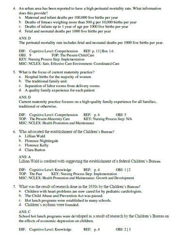 Introduction To Maternity and Pediatric Nursing 9th Edition Leifer TEST BANK