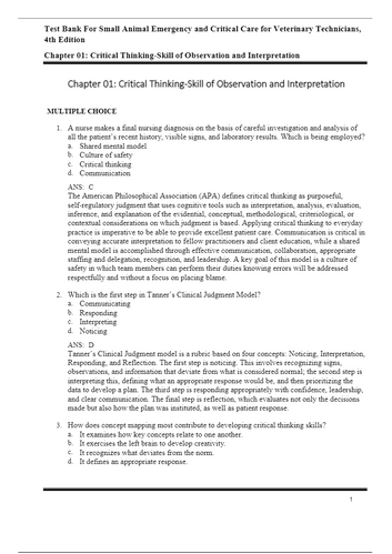 Small Animal Emergency and Critical Care for Veterinary Technicians 4e Test Bank