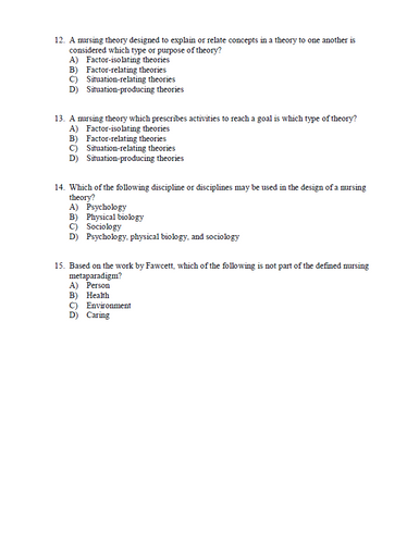 Theoretical Basis for Nursing 6th Edition TEST BANK [Chapter 1-20]