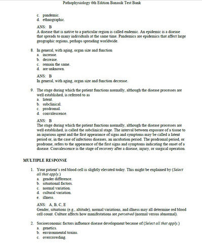 Pathophysiology 6th Edition Banasik TEST BANK