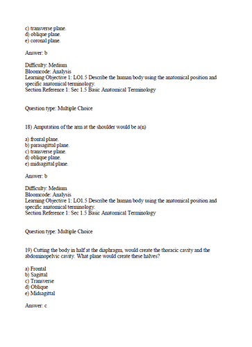 Principles of Anatomy and Physiology 16th Edition Tortora TEST BANK