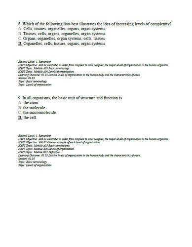 Hole's Human Anatomy & Physiology 16th Edition TEST BANK