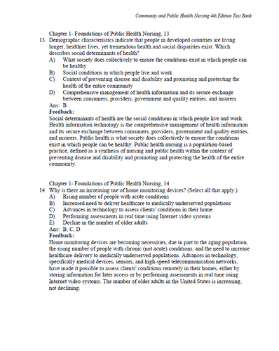 Community and Public Health Nursing 4th Edition TEST BANK