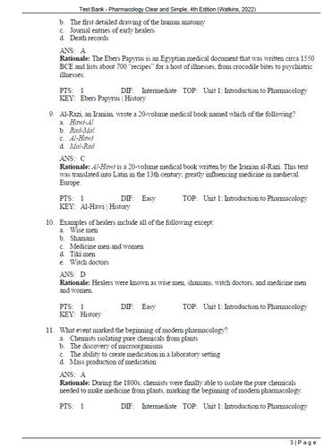 Pharmacology Clear and Simple 4th Edition TEST BANK
