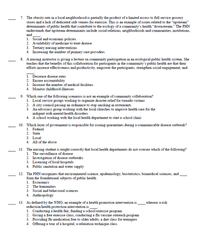 Public Community Health and Nursing Practice 3rd Edition Test Bank