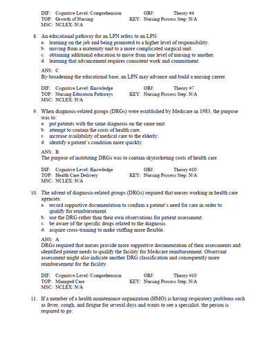 Fundamental Concepts and Skills for Nursing 7th Edition Williams Test Bank