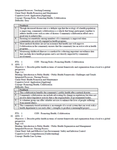 Public Community Health and Nursing Practice 3rd Edition Test Bank