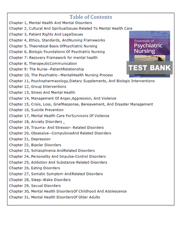 Essentials of Psychiatric Nursing 3rd Edition Boyd TEST BANK