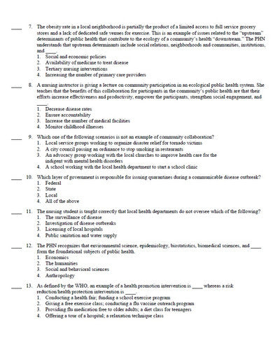 Public Health Science and Nursing Practice Caring For Populations TEST BANK