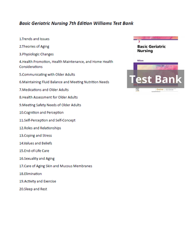 Basic Geriatric Nursing 7th Edition Williams TEST BANK
