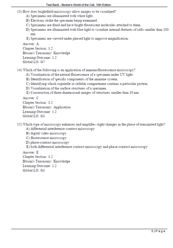 Becker's World of the Cell 10th Edition TEST BANK