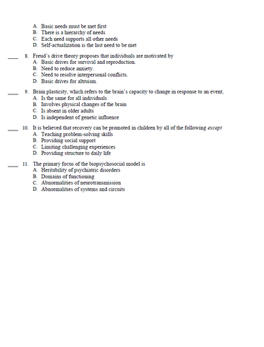 Psychiatric Advanced Practice Nursing TEST BANK