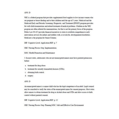 Pediatric Nursing The Critical Components of Nursing Care 2e TEST BANK