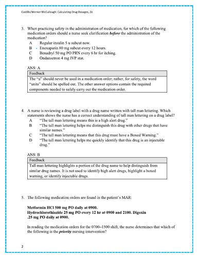 Calculating Drug Dosages A Patient-Safe Approach to Nursing 2nd Edition TestBank
