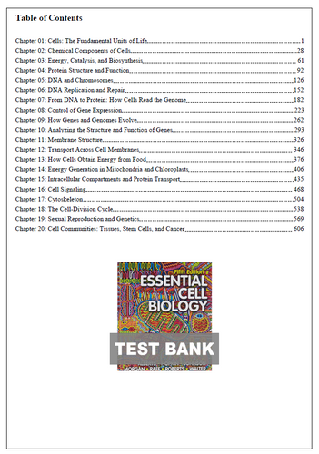 Essential Cell Biology 5th Edition TEST BANK