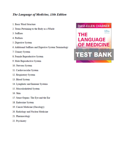 The Language of Medicine 13th Edition TEST BANK 9780443107795