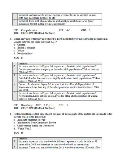 Ebersole and Hess Gerontological Nursing and Healthy Aging in Canada 3 Test Bank