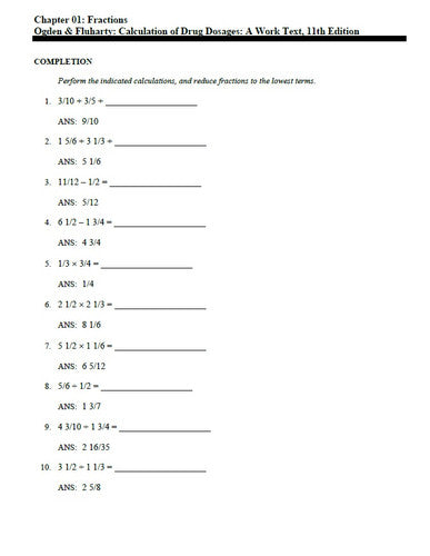 Calculation of Drug Dosages 11th Edition TEST BANK