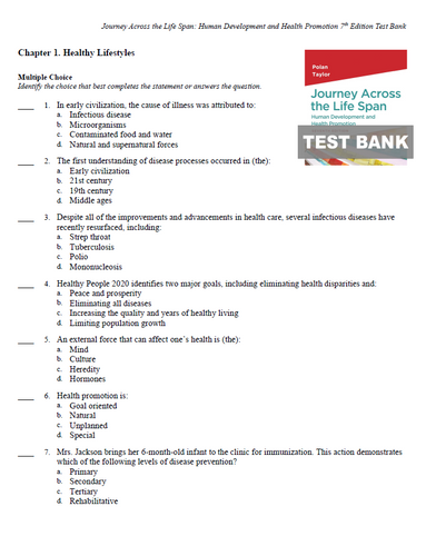 Journey Across the Life Span 7th Edition TEST BANK 9781719645911