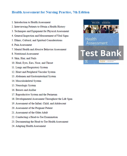 Health Assessment for Nursing Practice 7th Edition Wilson TEST BANK