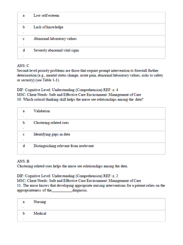 Evidence-Based Physical Examination TEST BANK