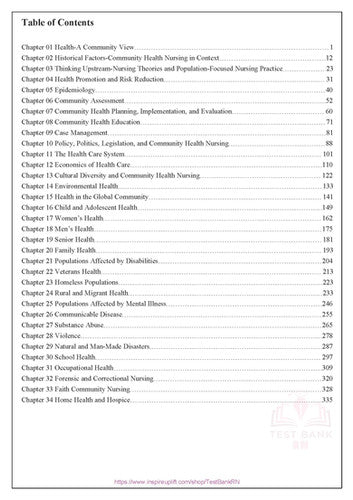 Community Public Health Nursing 8th Edition Nies Melanie McEwen TEST BANK