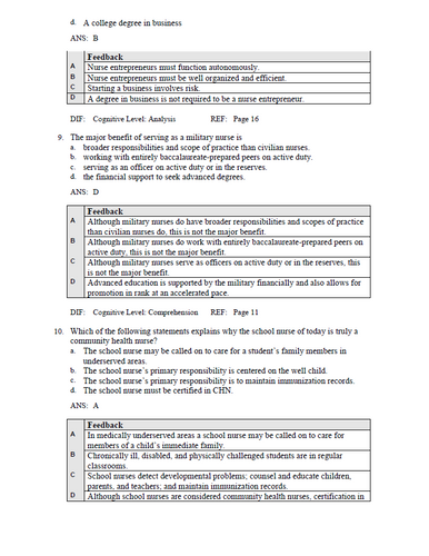 Professional Nursing Concepts and Challenges 10th Edition TEST BANK