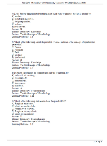 Microbiology with Diseases by Taxonomy 6th Edition TEST BANK
