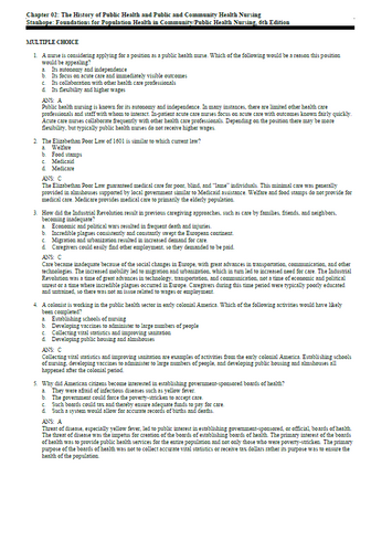 Foundations for Population Health in Community Public Health Nursing 6e TEST