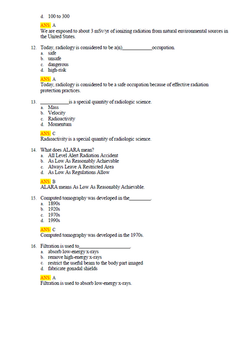 Radiologic Science for Technologists 12th Edition Bushong TEST BANK
